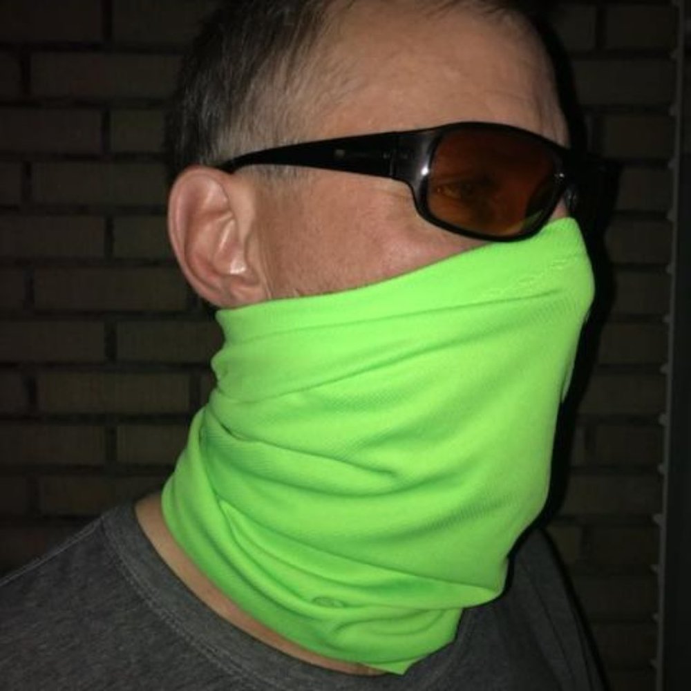 Lime Hiv-Vis Neck Gaiter Durag great for running riding motorcycles night work - Picture 6 of 6